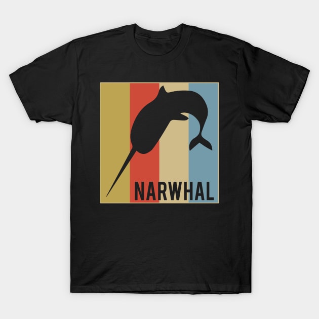 Cute Narwhal Retro Vintage Horned Beluga Whale T-Shirt by theperfectpresents